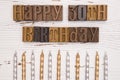 Happy 30th Birthday Spelled in Type Set Royalty Free Stock Photo