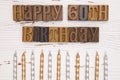 Happy 60th Birthday Spelled in Type Set