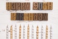 Happy 90th Birthday Spelled in Type Set