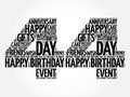 Happy 44th birthday word cloud Royalty Free Stock Photo