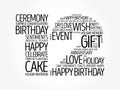 Happy 12th birthday word cloud, holiday concept background