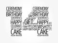 Happy 14th birthday word cloud, holiday concept background