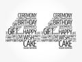 Happy 44th birthday word cloud, holiday concept background Royalty Free Stock Photo