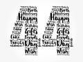 Happy 44th birthday word cloud, holiday concept background Royalty Free Stock Photo