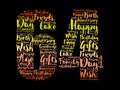 Happy 64th birthday word cloud, holiday concept background