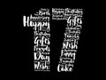 Happy 17th birthday word cloud, holiday concept background