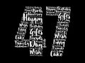 Happy 47th birthday word cloud, holiday concept background