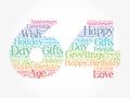 Happy 64th birthday word cloud, holiday concept background