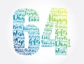 Happy 64th birthday word cloud, holiday concept background