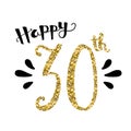 HAPPY 30th hand-lettered gold glitter card