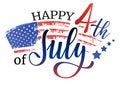 Happy 4th of July. American Independence Day greeting card, banner or poster with American flag Royalty Free Stock Photo