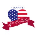 Happy 4th of July banner design with ribbon. USA Independence day greeting card vector illustration Royalty Free Stock Photo