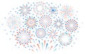 Happy 4th July fireworks. Celebration firework explode, carnival party firecracker explosions. Colorful festival Royalty Free Stock Photo