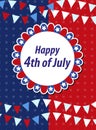 Happy 4th july greeting card, poster. American Independence Day template for your design. Vector illustration Royalty Free Stock Photo