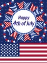 Happy 4th july greeting card, poster. American Independence Day template for your design. Vector illustration Royalty Free Stock Photo