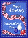 Happy 4th july greeting card, poster. American Independence Day template for your design. Vector illustration Royalty Free Stock Photo