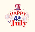 Happy 4th july greeting card, poster. American Independence Day template for your design. Vector illustration. Royalty Free Stock Photo