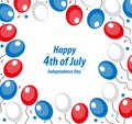 Happy 4th july greeting card, poster, frame. American Independence Day template for your design. Vector illustration. Royalty Free Stock Photo