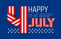 Happy 4th of July greeting card for USA Independence Day. Vector illustration. Royalty Free Stock Photo