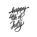 Happy 4th of July hand lettering. USA Independence day calligraphic element for your design.