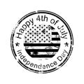 Happy 4th of July, Happy Independence Day stamp, USA American grunge rubber stamp with USA flag, isolated on white background, vec