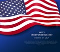 Happy 4th of July holiday banner. American Independence Day Party poster or flyer on navy blue background. Royalty Free Stock Photo