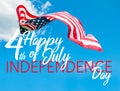 Happy 4th of July Independence day.  American flag in blue sky background Royalty Free Stock Photo