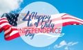 Happy 4th of July Independence day. American flag in blue sky background Royalty Free Stock Photo