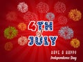 Happy 4th July independence day with fireworks bacground Royalty Free Stock Photo