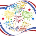 Happy 4th July independence day with fireworks bacground Royalty Free Stock Photo