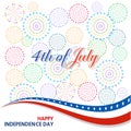 Happy 4th July independence day with fireworks bacground Royalty Free Stock Photo