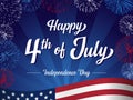 Happy 4th of July Independence Day greeting card with lettering and fireworks Royalty Free Stock Photo