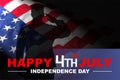 HAPPY 4th of JULY, INDEPENDENCE day text on USA flag background Royalty Free Stock Photo