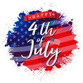 Happy 4th of July with ink grunge USA flag Royalty Free Stock Photo