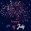 Happy 4th of July Patriotic Greeting Card Template. Vector Fireworks for American Independence Day Celebration. Blue Royalty Free Stock Photo