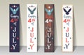 Happy 4th of July- porch sign vertical vector design template