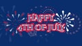 happy 4th of July text and fire works Royalty Free Stock Photo