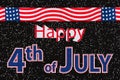 Happy 4th of July type message with USA stars and stripes ribbon Royalty Free Stock Photo