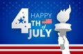 Happy 4th of July United States greeting card with the USA flag, July 4th typography vector background Royalty Free Stock Photo