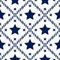 Happy 4th of July, USA Independence Day background. Vector seamless flag pattern, blue star stripes. Abstract design concept for