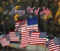 Happy 4th of July, USA independence day celebration with Waving American Flags Royalty Free Stock Photo