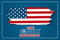 Happy 4th of July. USA independence day greeting card with American flag and lettering. Royalty Free Stock Photo