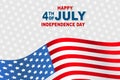 Happy 4th of July. USA independence day greeting card with American flag and lettering. Royalty Free Stock Photo