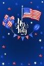 Happy 4th of July USA Independence Day greeting card with american national flag and hand lettering text design Royalty Free Stock Photo