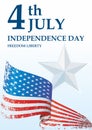Happy 4th Of July USA Independence Day, 4th of july greeting card with United States national flag. Royalty Free Stock Photo