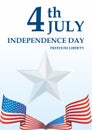 Happy 4th Of July USA Independence Day, 4th of july greeting card with United States national flag. Royalty Free Stock Photo