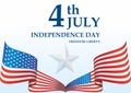 Happy 4th Of July USA Independence Day, 4th of july greeting card with United States national flag. Royalty Free Stock Photo