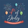 Happy 4th of July vector flat banner template. United States of America Independence Day poster design. Royalty Free Stock Photo