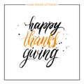 Happy Thanks Giving lettering with black splashes Royalty Free Stock Photo