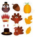 Happy thanks giving set icons